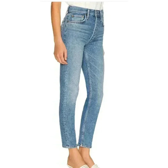 Re/Done Originals 90s High Rise Ankle Crop Jeans True Blue - Picture 4 of 8